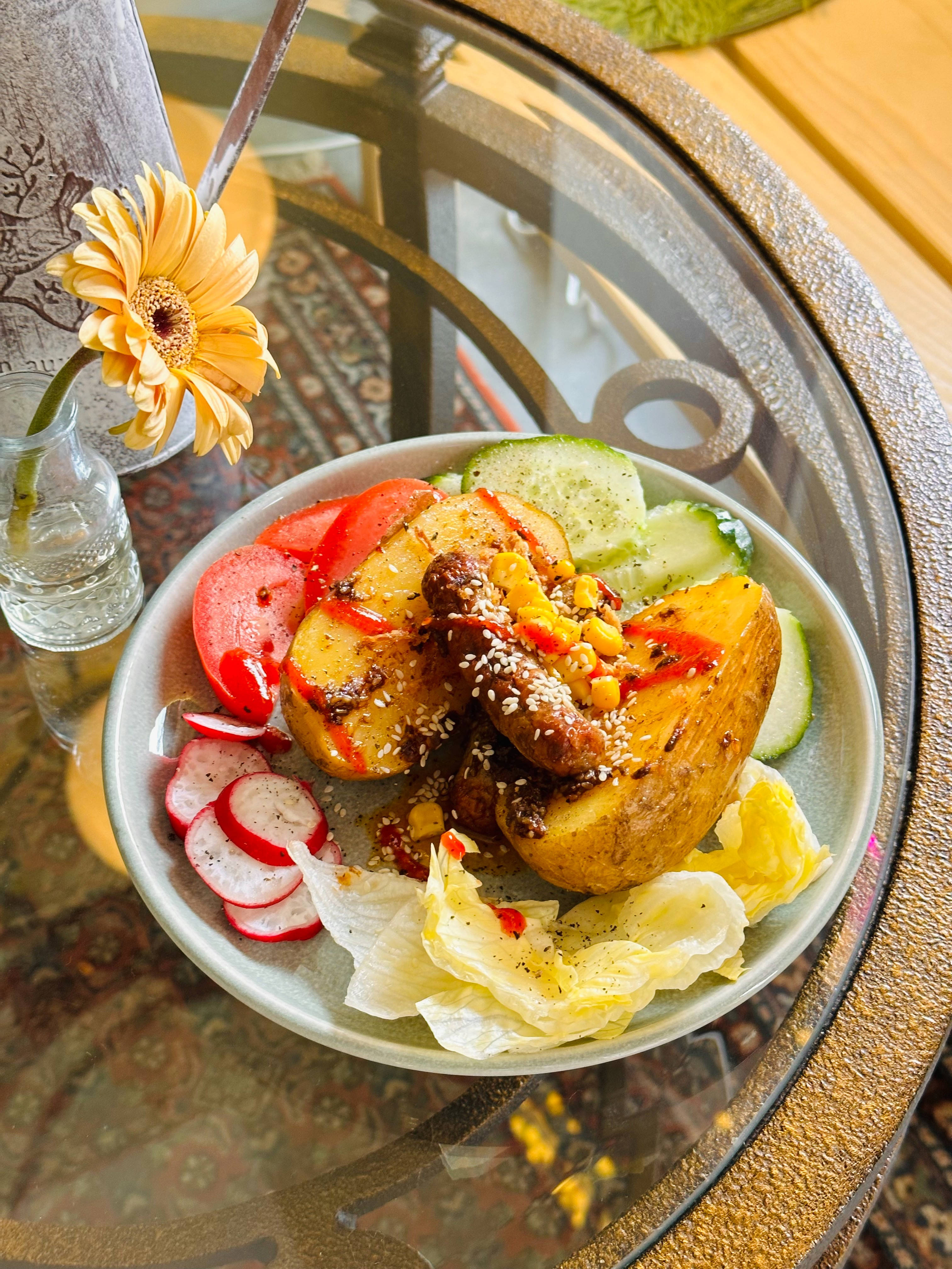 Ofenkartoffel mit chinesischer BBQ-Sauce