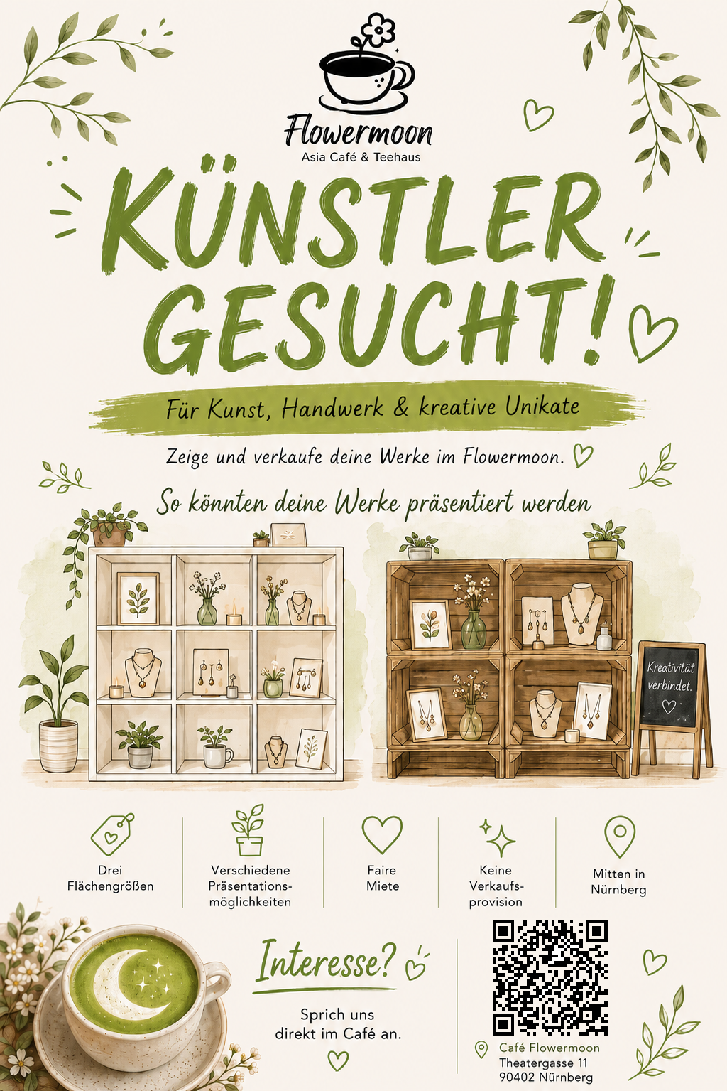 Künstler gesucht: Werke im Café Flowermoon präsentieren und verkaufen